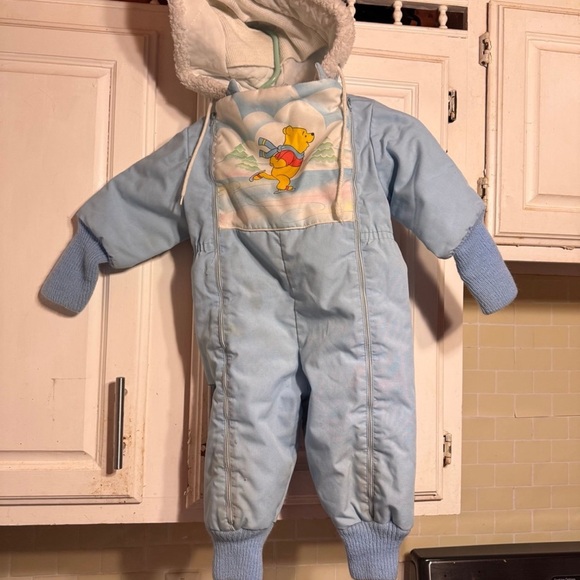 Rare vintage Disney Blue Baby Snowsuit with Bear Design